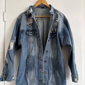 Fashion Nova Distressed Blue Jean Jacket